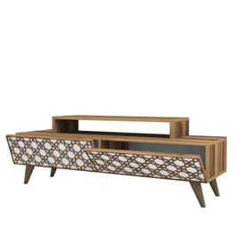 Hanah Home Soporte TV moderno y elegante, Nogal y Blanco, Ancho 140 cm